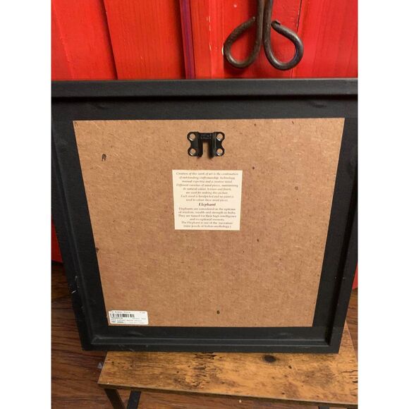 The Bombay Store Elephant Laser Cut Engraved Wood Layered 12 x 12 Framed Art EUC - Picture 3 of 3